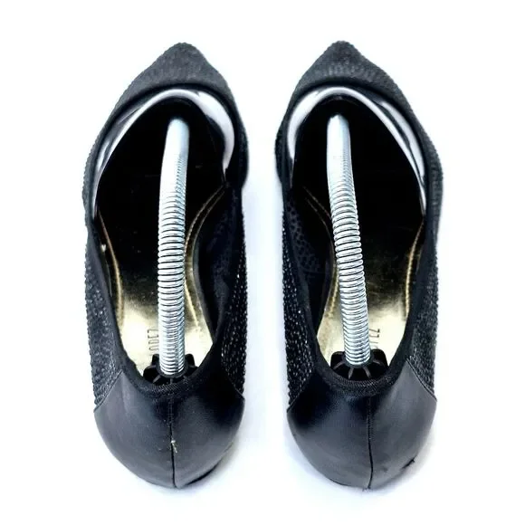 Jennifer Lopez Black Crystal Semi Sheer Pointy Toe Shoes Dress Flats Sz 9 - Picture 6 of 11